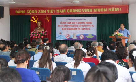 UBND phường Định Công ra quân chiến dịch vệ sinh môi trường, diệt bọ gậy phòng chống sốt xuất huyết và bệnh Chikungunya đợt 1 năm 2025