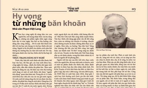 Tiếng nói nhà văn: Hi vọng từ những băn khoăn