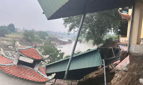 Vĩnh Phúc: Lập Thạch cần khắc phục ngay sạt lở đe dọa đền Mẫu thôn Phú Hậu, xã Sơn Đông