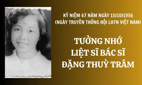 Kỷ niệm 67 năm ngày 15/10/1956 (Ngày truyền thống Hội LHTN Việt Nam) - tưởng nhớ liệt sĩ bác sĩ Đặng Thuỳ Trâm