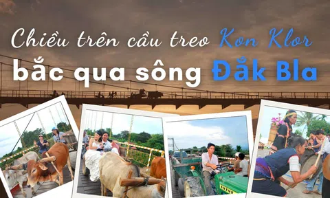 Kon Tum: Chiều trên cầu treo Kon Klor bắc qua sông Đắk Bla
