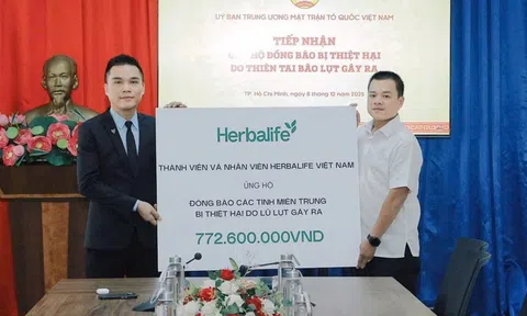 Herbalife Việt Nam nâng tổng số tiền đóng góp lên gần 4 tỷ đồng ủng hộ đồng bào bị thiệt hại do thiên tai bão lũ gây ra