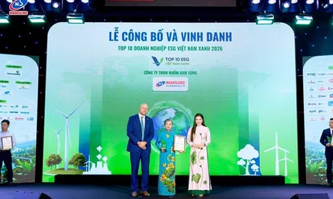 Nhôm Nam Sung ghi dấu ấn với Top 10 Doanh nghiệp ESG Việt Nam Xanh 2026: Đầu tư công nghệ, xanh hóa sản xuất để nâng chuẩn cạnh tranh