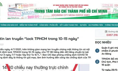 Bác bỏ tin đồn “lock TPHCM trong 10-15 ngày”