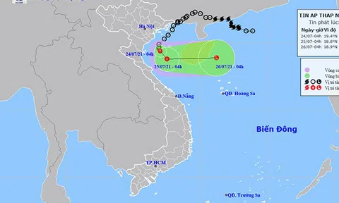 Áp thấp nhiệt đới khẩn cấp trên biển, Tây Bắc Bộ và Bắc Trung Bộ mưa to, Tây Nguyên - Nam Bộ mưa dông rải rác