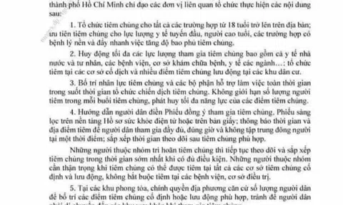 Bộ Y tế đề nghị TP.HCM tiêm chủng cho toàn dân từ 18 tuổi trở lên
