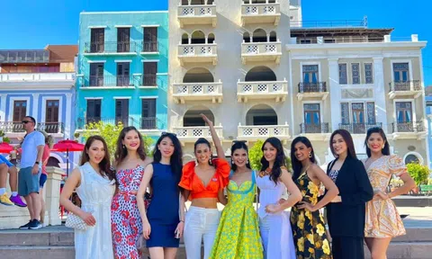 Hoa hậu Đỗ Thị Hà khoe nhan sắc rạng rỡ bên dàn thí sinh Miss World