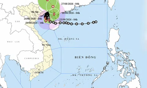 Ngày 24/8: Bão số 4 mạnh cấp 9, gây mưa đặc biệt lớn tại Đông Bắc Bộ
