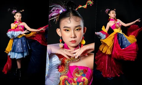 Mẫu nhí Lưu Dương Bảo Ngân thần thái chuẩn mẫu trên sàn diễn Nhà hát múa rối Việt Nam