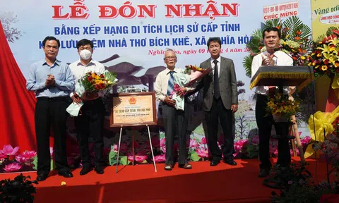 Quảng Ngãi: Huyện Tư Nghĩa đón nhận Bằng xếp hạng di tích lịch sử cấp tỉnh Khu lưu niệm nhà thơ Bích Khê