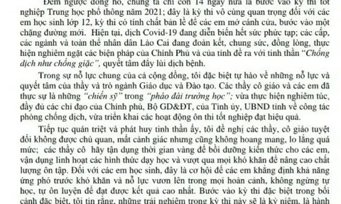 Lào Cai: Giám đốc Sở GD&ĐT gửi thư đến giáo viên và học sinh lớp 12 trước kỳ thi tốt nghiệp THPT 2021