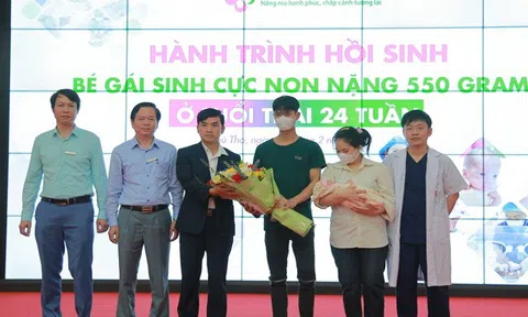 Phú Thọ: Điều trị, nuôi dưỡng thành công trẻ sinh non 24 tuần, chỉ nặng 550 gram