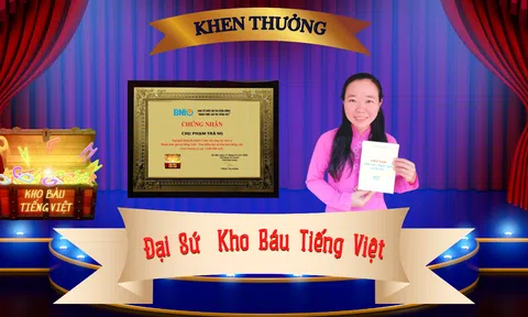 Đại sứ kho báu tiếng Việt Phạm Trà Mỵ sau chung kết cuộc thi sáng tác thơ ca đánh thức giá trị tiếng Việt