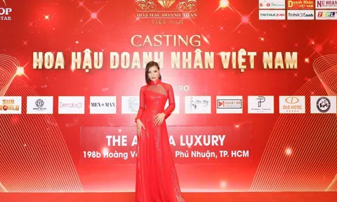 Á hậu Hà Linh diện áo dài của NTK Đức Minh nổi bật trong buổi casting cuộc thi Hoa hậu Doanh nhân Việt Nam 2022