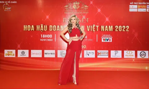 Hoa hậu Trịnh Lan Trinh nổi bật với sắc đỏ tại Bán kết Hoa hậu Doanh nhân Việt Nam 2022
