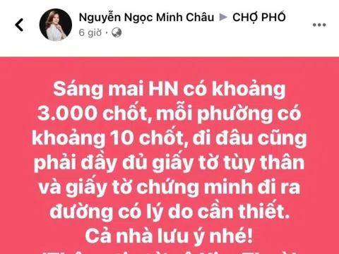 Truy tìm người tung tin Hà Nội lập 3.000 chốt kiểm dịch