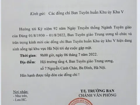 Ban Tuyên giáo Trung ương gặp mặt cán bộ Ban Tuyên huấn Khu ủy Khu V