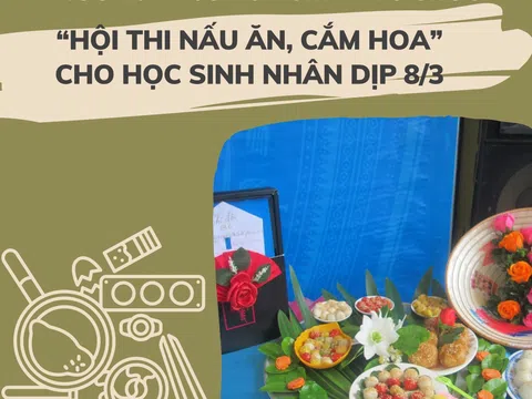 Trường THCS Hòa Chính tổ chức “Hội thi nấu ăn, cắm hoa” cho học sinh nhân dịp 8/3