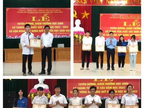 Vĩnh Phúc: Thôn Đông (Phú Đa - Vĩnh Tường) khen thưởng học sinh có thành tích xuất sắc năm học 2022- 2023
