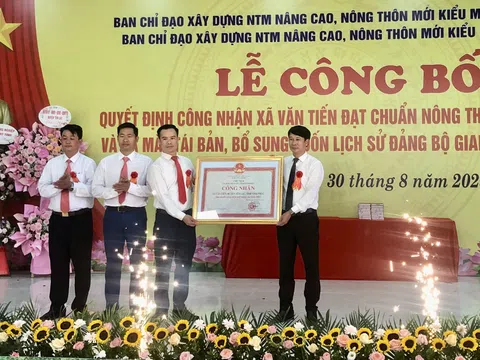 Vĩnh Phúc: Văn Tiến (Yên Lạc) đạt chuẩn nông thôn mới nâng cao