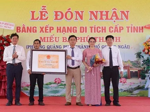 Quảng Ngãi: Miếu bà Phú Thạnh được công nhận Di tích lịch sử cấp tỉnh