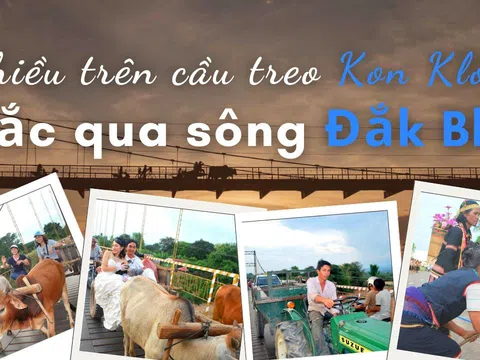 Kon Tum: Chiều trên cầu treo Kon Klor bắc qua sông Đắk Bla