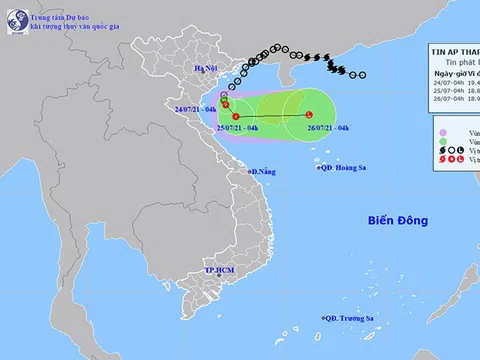 Áp thấp nhiệt đới khẩn cấp trên biển, Tây Bắc Bộ và Bắc Trung Bộ mưa to, Tây Nguyên - Nam Bộ mưa dông rải rác