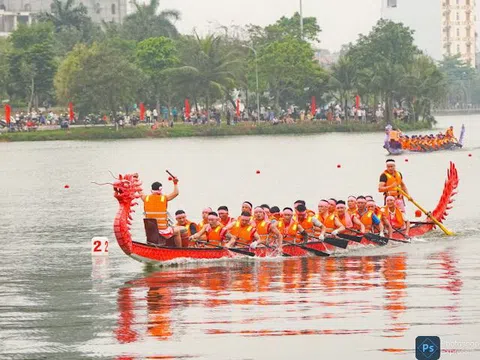Phú Thọ: Gần 300 vận động viên sôi nổi tham gia giải bơi chải trên hồ Văn Lang