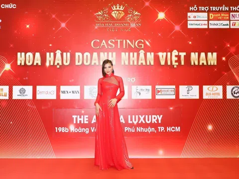 Á hậu Hà Linh diện áo dài của NTK Đức Minh nổi bật trong buổi casting cuộc thi Hoa hậu Doanh nhân Việt Nam 2022