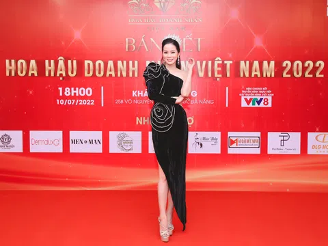 Á hậu Lê Xuân Tâm khoe vẻ đẹp ‘Hoa hồng đen” trên thảm đỏ bán kết Hoa hậu Doanh nhân Việt Nam 2022
